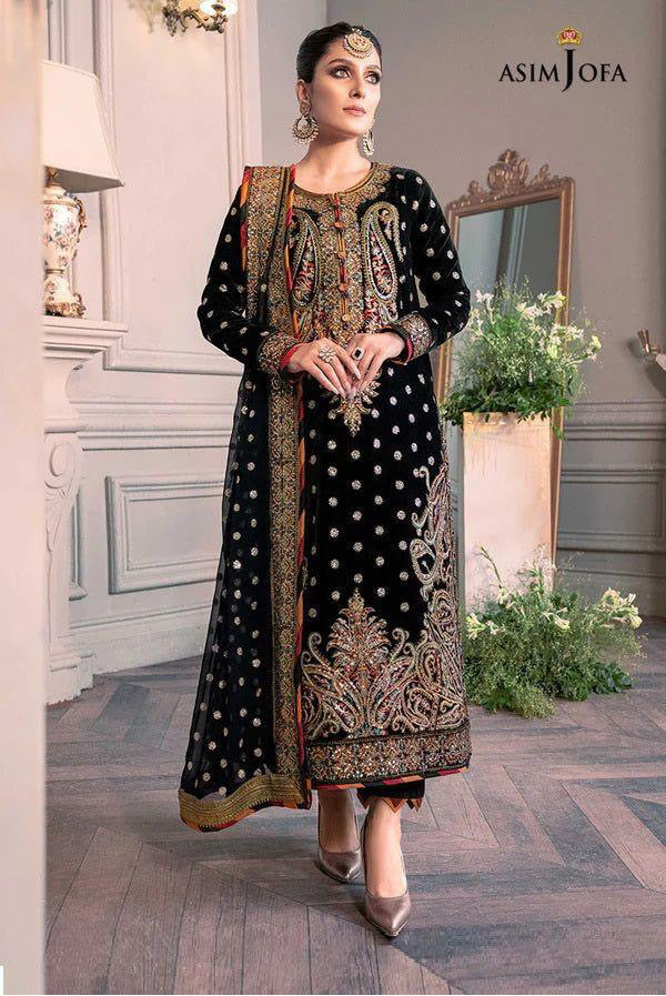 ASIM JOFA LUXURY EMBROIDERED VELVET - 3 PC UNSTITCHED