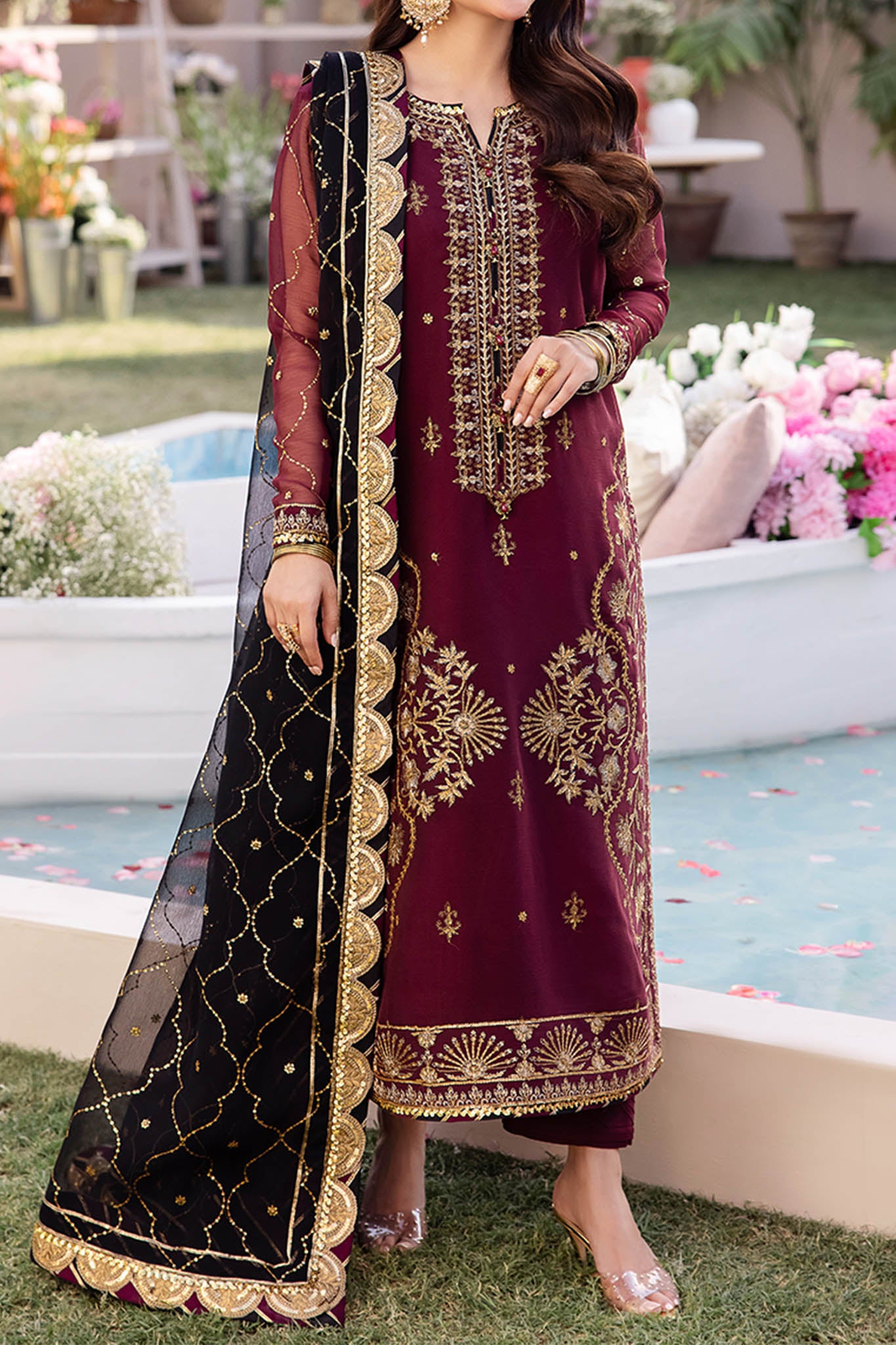 ASIM JOFA LUXURY WEDDING EMBROIDERED CHIFFON - 3 PC UNSTITCHED