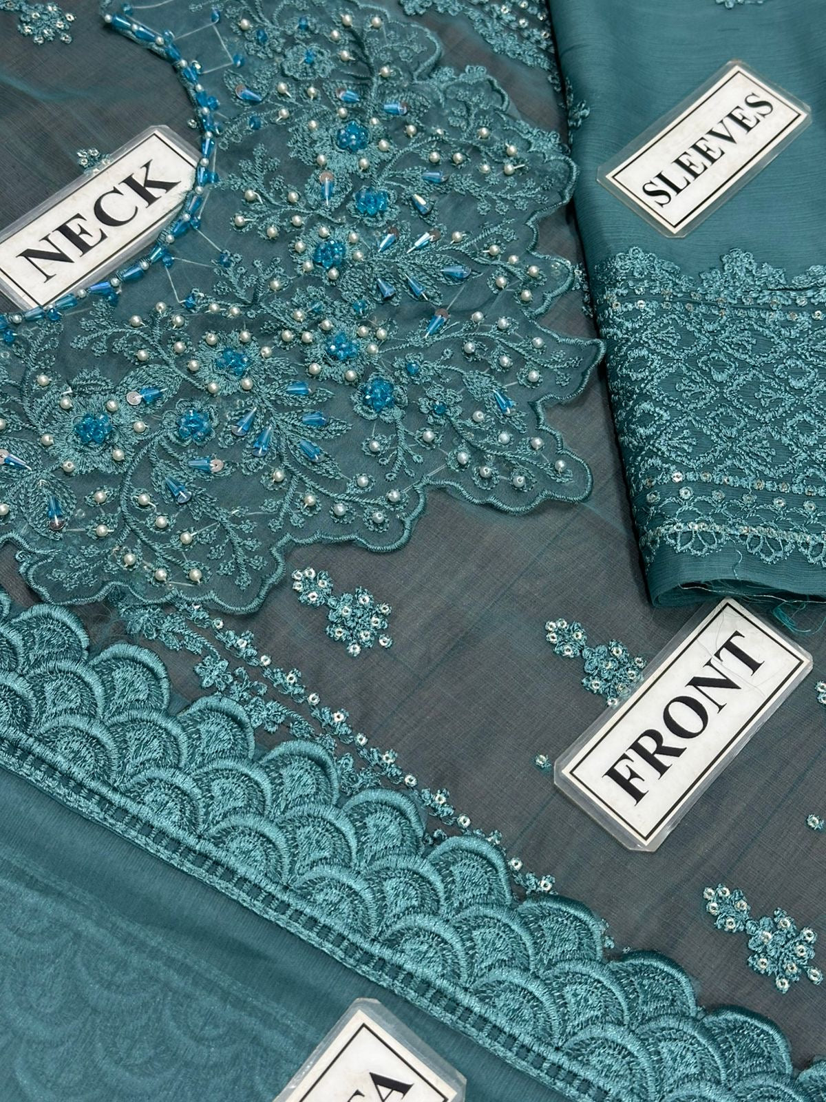 AZURE EMBROIDERED CHIFFON - 3 PC UNSTITCHED