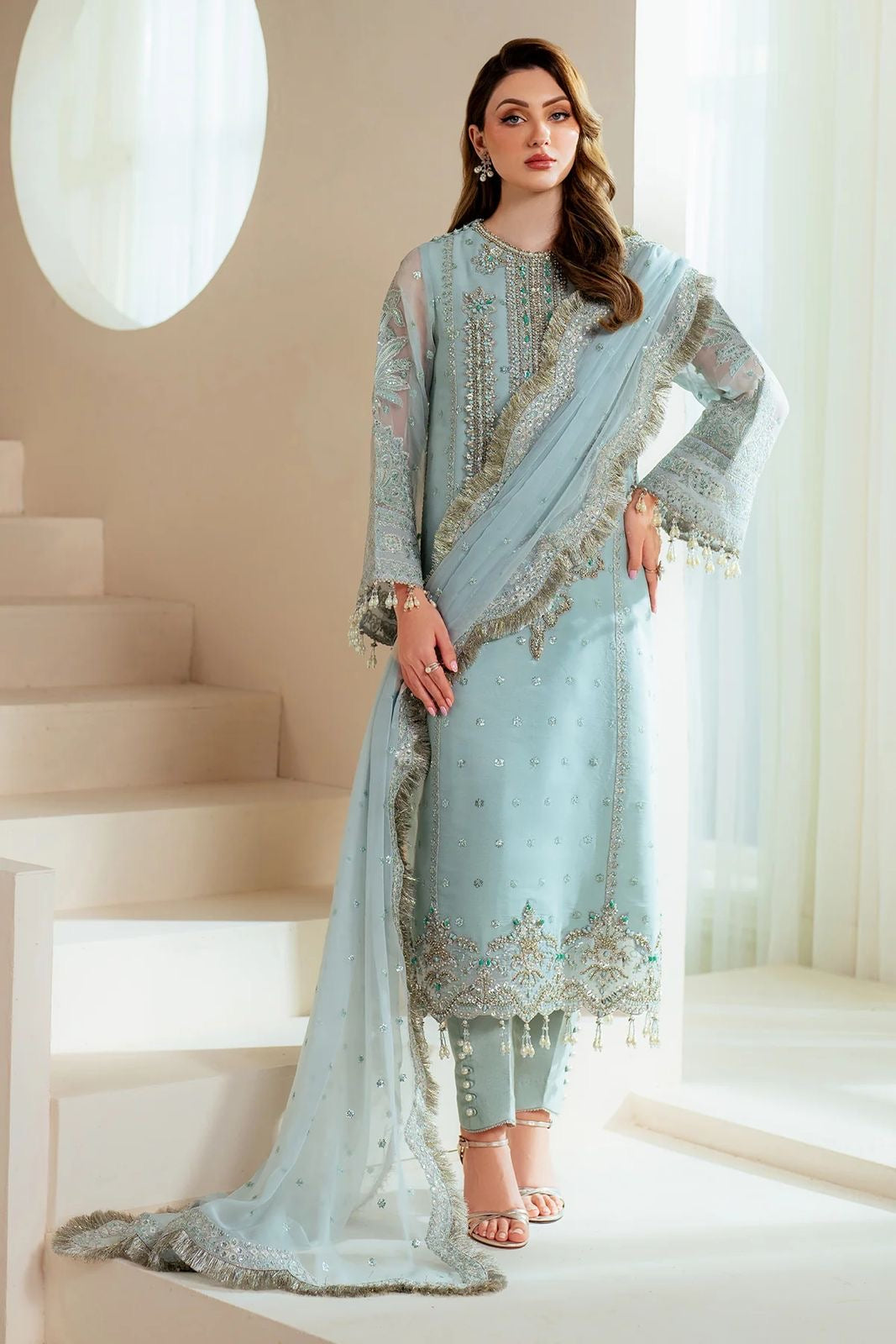 ALIZEH EMBROIDERED ORGANZA DRESS - 3 PC UNSTITCHED