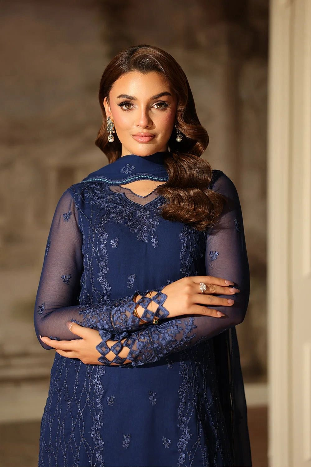 AZURE EMBROIDERED CHIFFON - 3 PC UNSTITCHED