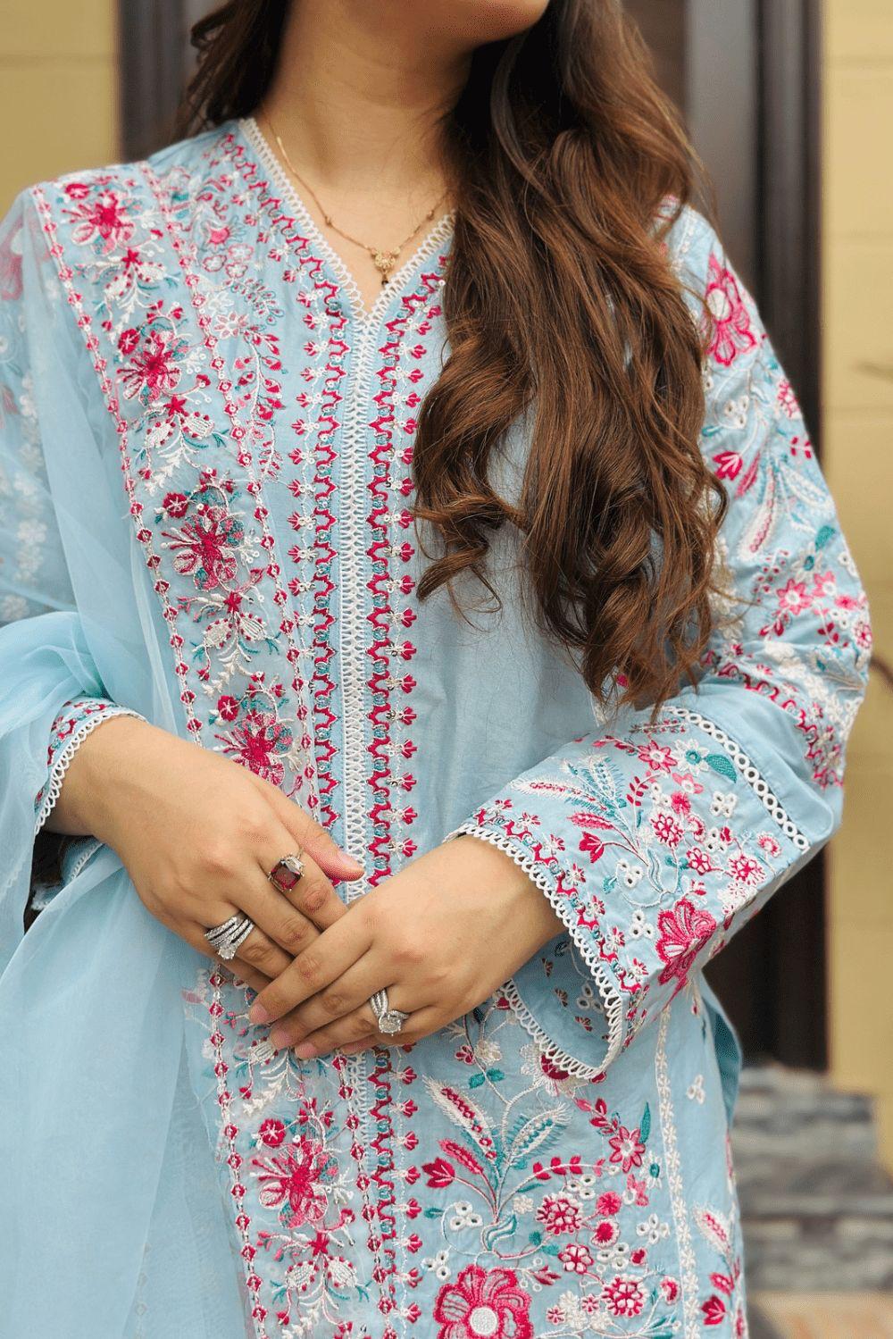 HOORAIN’S PRET EMBROIDERED COTTON - 3 PC STITCHED