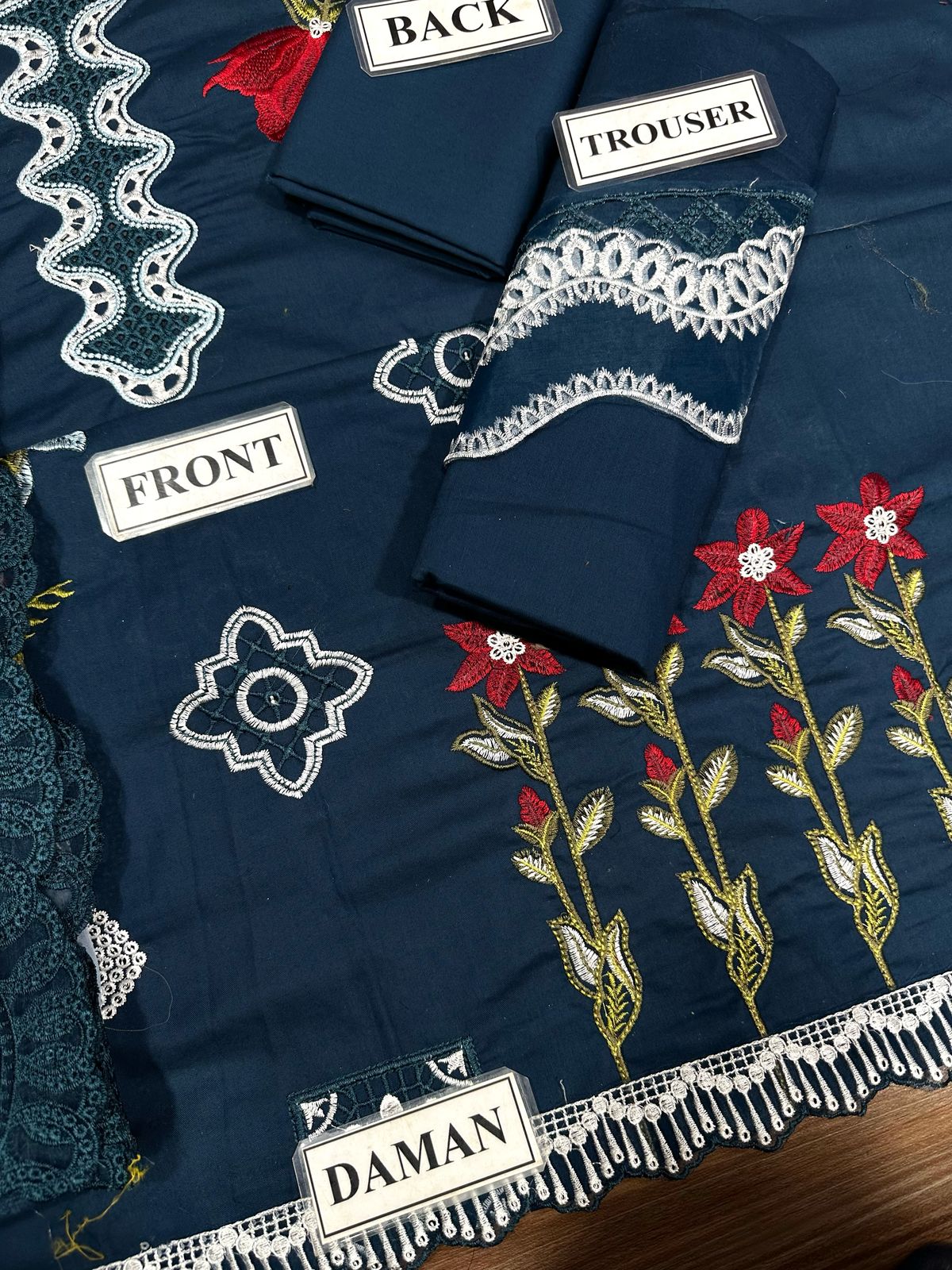CRIMSON LUXURY CHIKANKARI EMBROIDERED LAWN - 3 PC UNSTITCHED