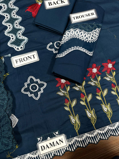 CRIMSON LUXURY CHIKANKARI EMBROIDERED LAWN - 3 PC UNSTITCHED