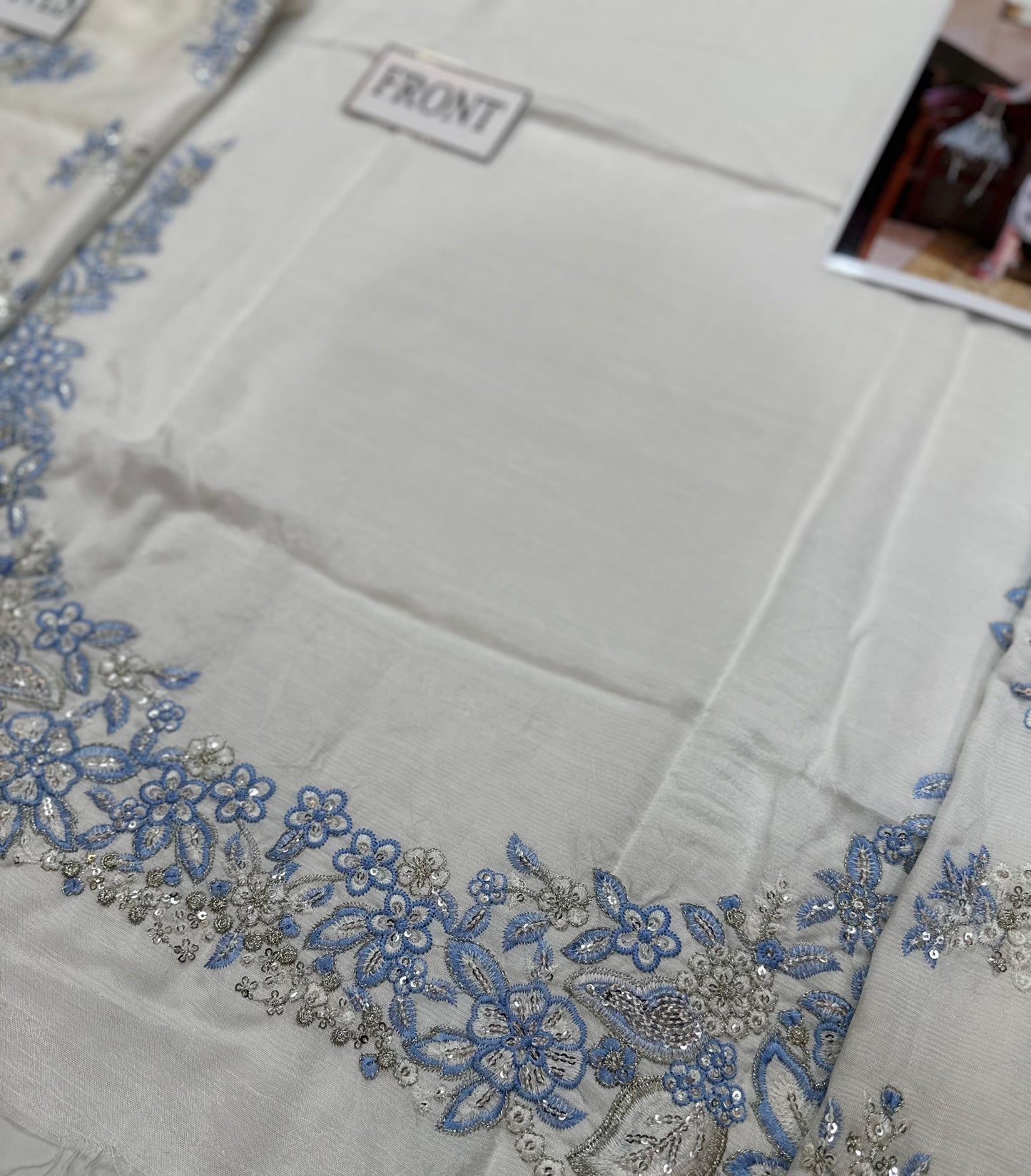 HUSSAIN REHAR LUXURY EMBROIDERED RAW SILK - 3 PC UNSTITCHED
