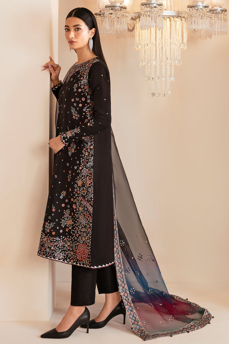 JAZMIN PREMIUM EMBROIDERED RAW SILK - 3 PC UNSTITCHED