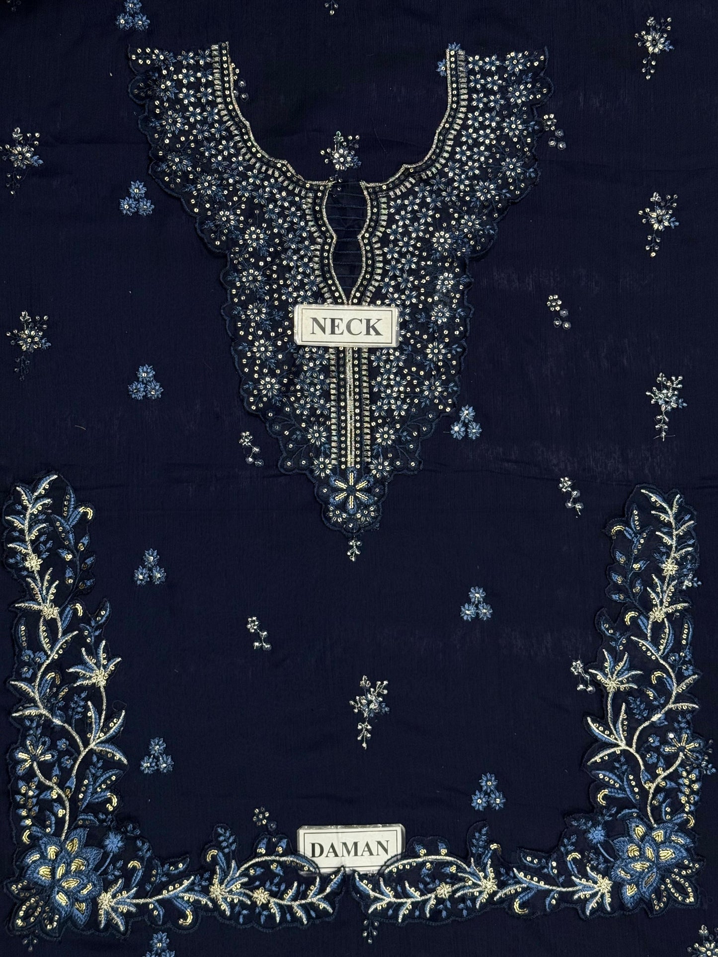 AZURE EMBROIDERED CHIFFON - 3 PC UNSTITCHED