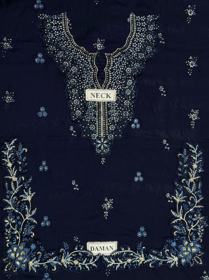 AZURE EMBROIDERED CHIFFON - 3 PC UNSTITCHED