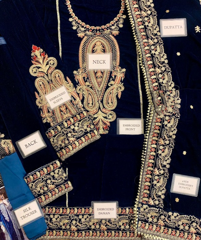 ANEELA’S EMBROIDERED VELVET - 3 PC UNSTITCHED