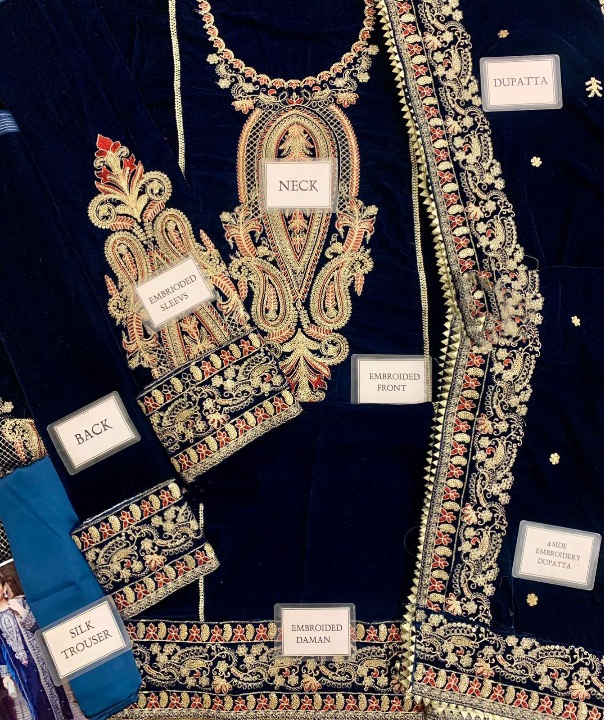 ANEELA’S EMBROIDERED VELVET - 3 PC UNSTITCHED