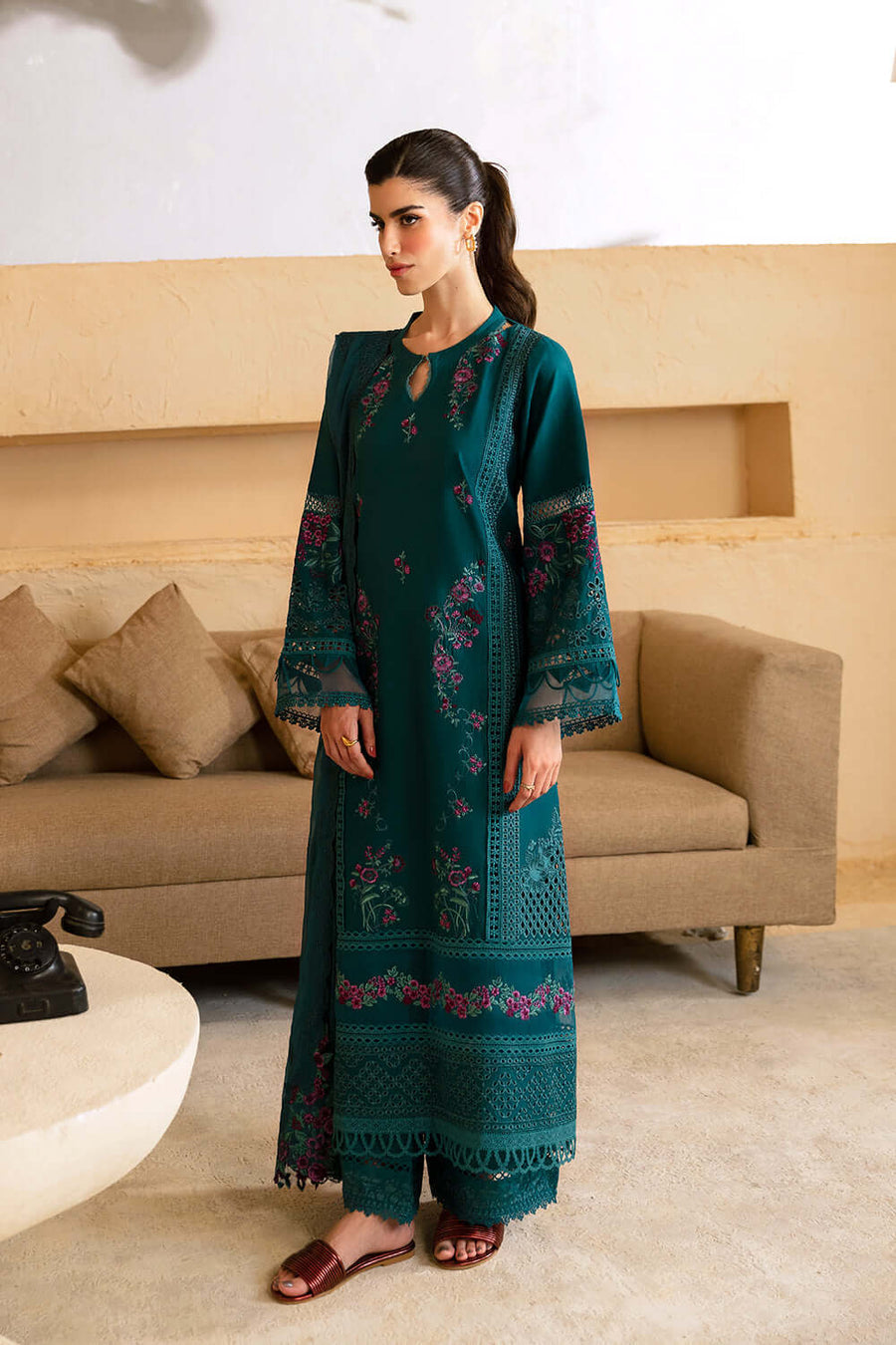 AZURE EMBROIDERED CHIKANKARI LAWN - 3 PC UNSTITCHED
