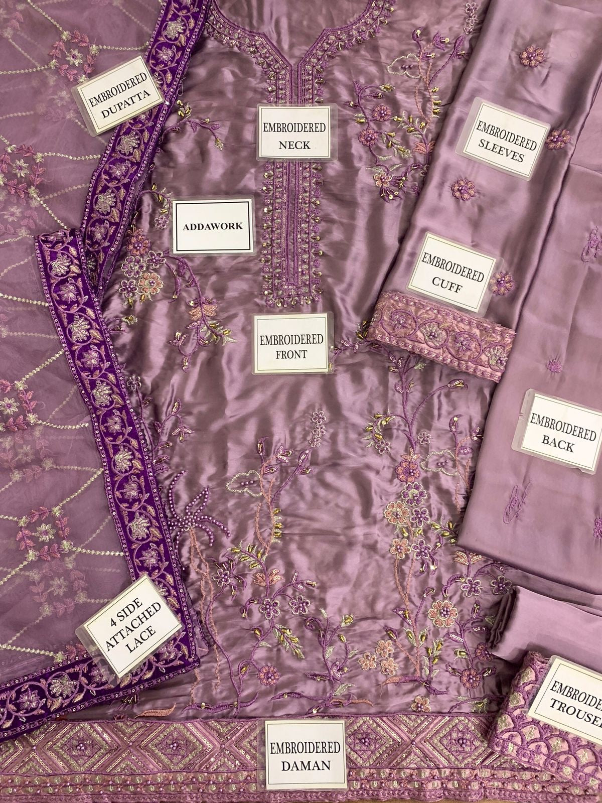MUSHQ LUXURY EMBROIDERED SILK - 3 PC UNSTITCHED