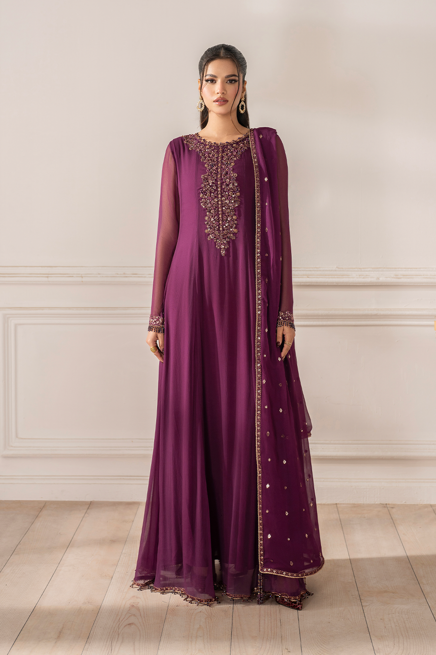 IZNIK EMBROIDERED CHIFFON - 3 PC UNSTITCHED