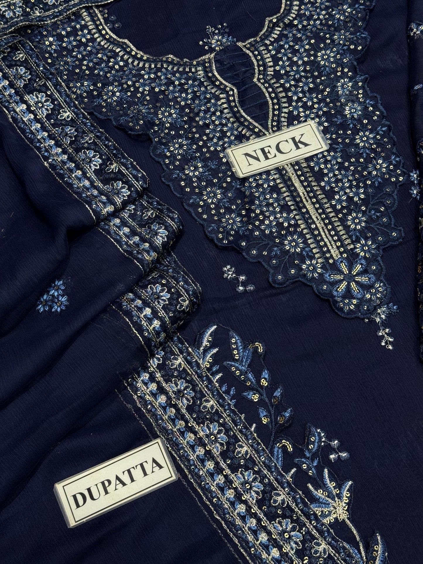 AZURE EMBROIDERED CHIFFON - 3 PC UNSTITCHED