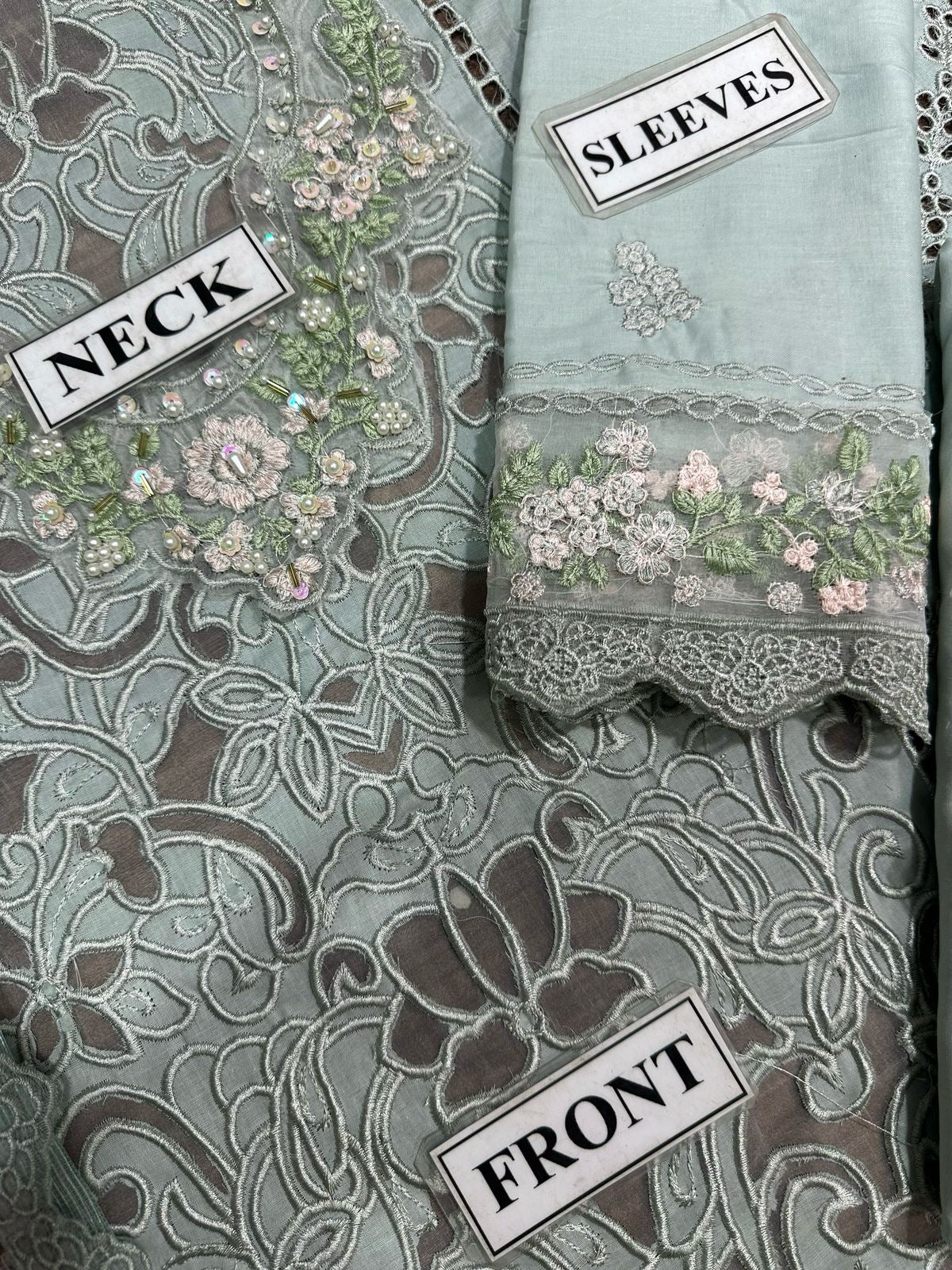 SARDINIA CHIKANKARI & LASER EMBROIDERED LAWN - 3 PC UNSTITCHED