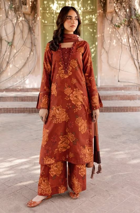 FARASHA PRINTED EMBROIDERED LAWN - 3 PC UNSTITCHED