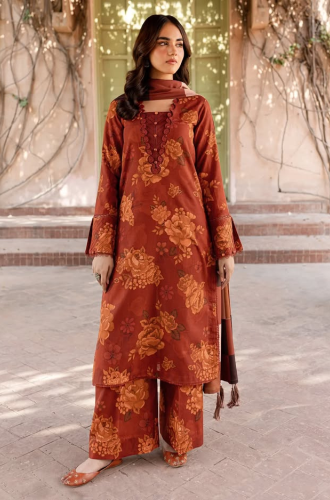 FARASHA PRINTED EMBROIDERED LAWN - 3 PC UNSTITCHED