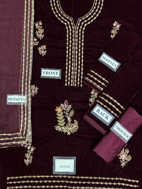 CHARIZMA LUXURY EMBROIDERED VELVET - 3 PC UNSTITCHED