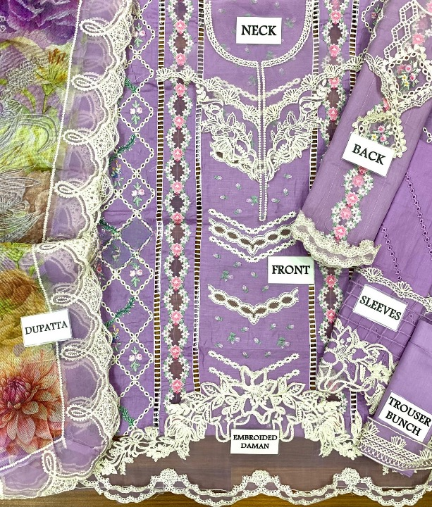 CRIMSON LUXURY CHIKANKARI EMBROIDERED LAWN - 3 PC UNSTITCHED