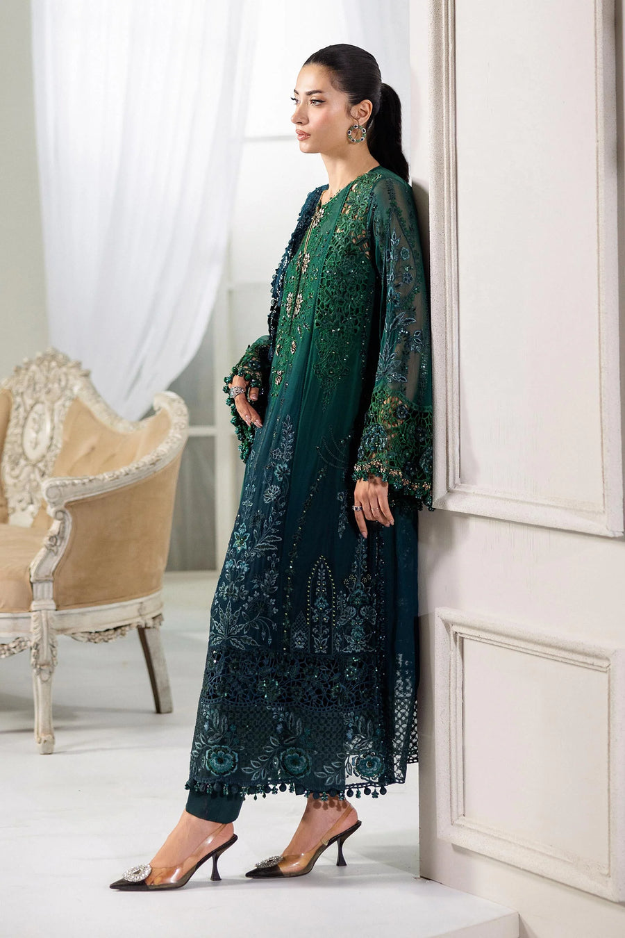 MARIA B EMBROIDERED CHIFFON HAND EMBELLISHED - 3 PC UNSTITCHED