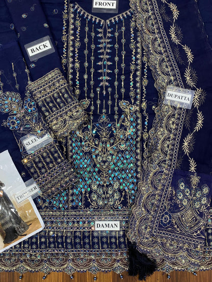GULAAL LUXURY WEDDING EMBROIDERED CHIFFON - 3 PC UNSTITCHED