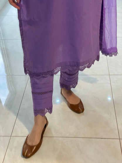 EMBROIDERED COTTON DRESS - 3 PC STITCHED