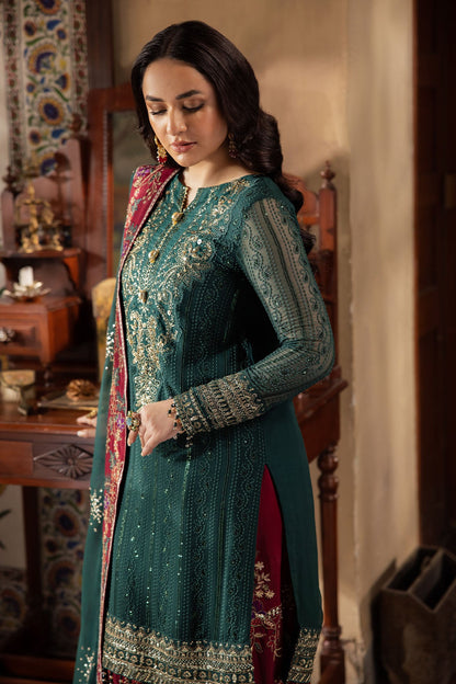 NUREH EMBROIDERED CHIFFON DRESS - 3 PC UNSTITCHED