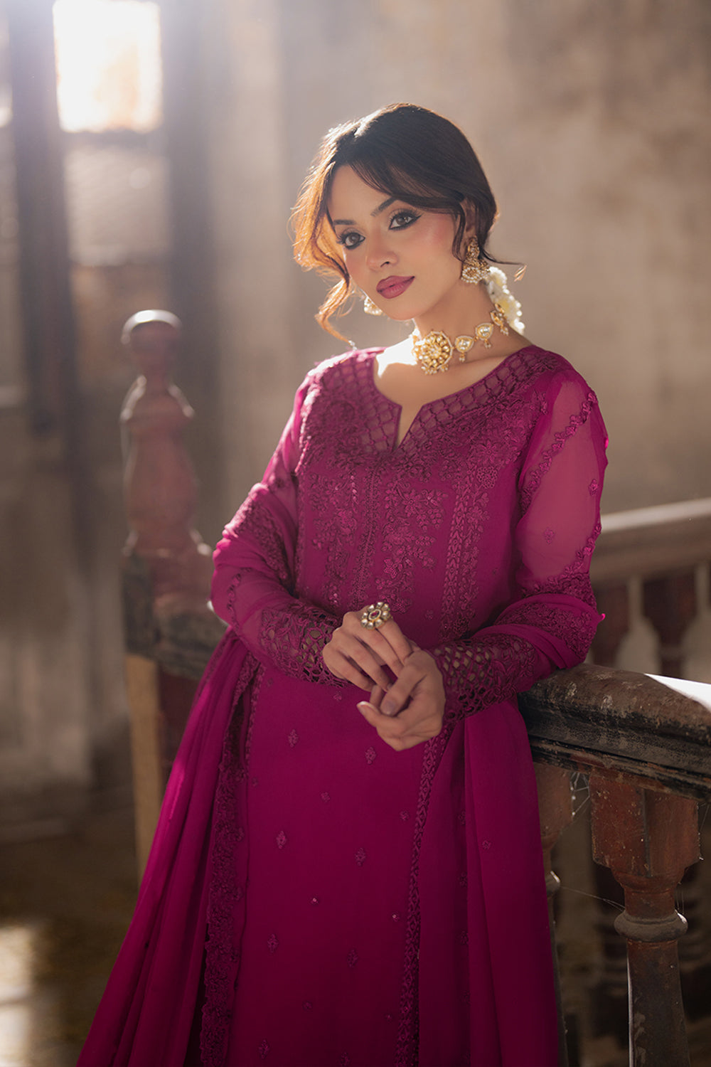 AZURE EMBROIDERED CHIFFON - 3 PC UNSTITCHED