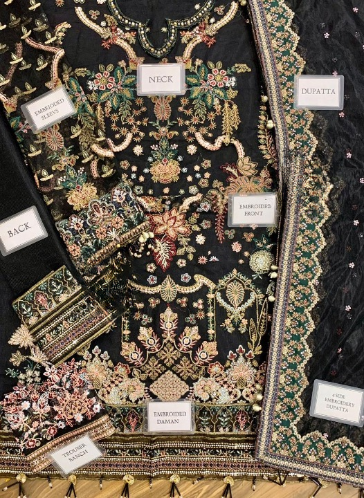 BAROQUE LUXURY EMBROIDERED NET - 3 PC UNSTITCHED