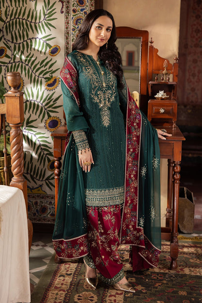 NUREH EMBROIDERED CHIFFON DRESS - 3 PC UNSTITCHED
