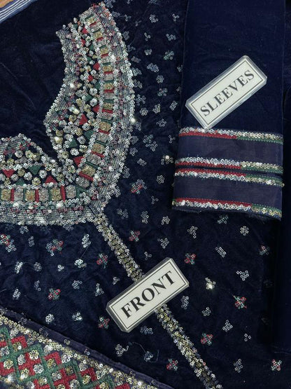JAZMIN EMBROIDERED VELVET - 3 PC UNSTITCHED