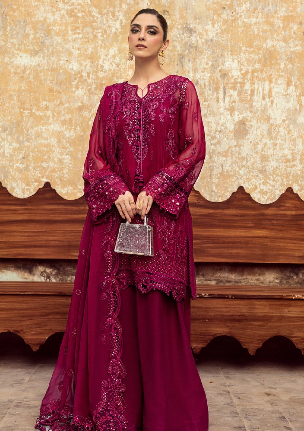 QALAMKAR LUXURY EMBROIDERED CHIFFON - 3 PC UNSTITCHED