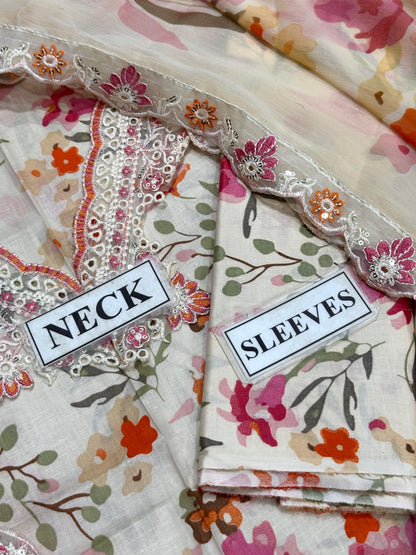 CRIMSON EMBROIDERED CHIKANKARI LAWN - 3 PC UNSTITCHED