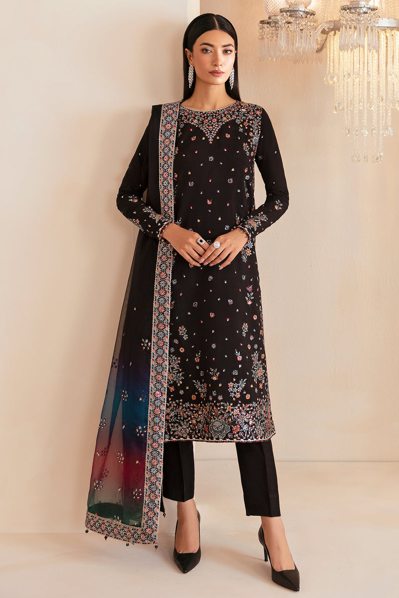 JAZMIN PREMIUM EMBROIDERED RAW SILK - 3 PC UNSTITCHED