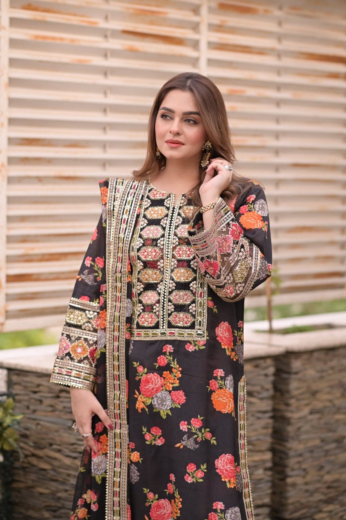 ANEELA’S EMBROIDERED SILK - 3 PC UNSTITCHED