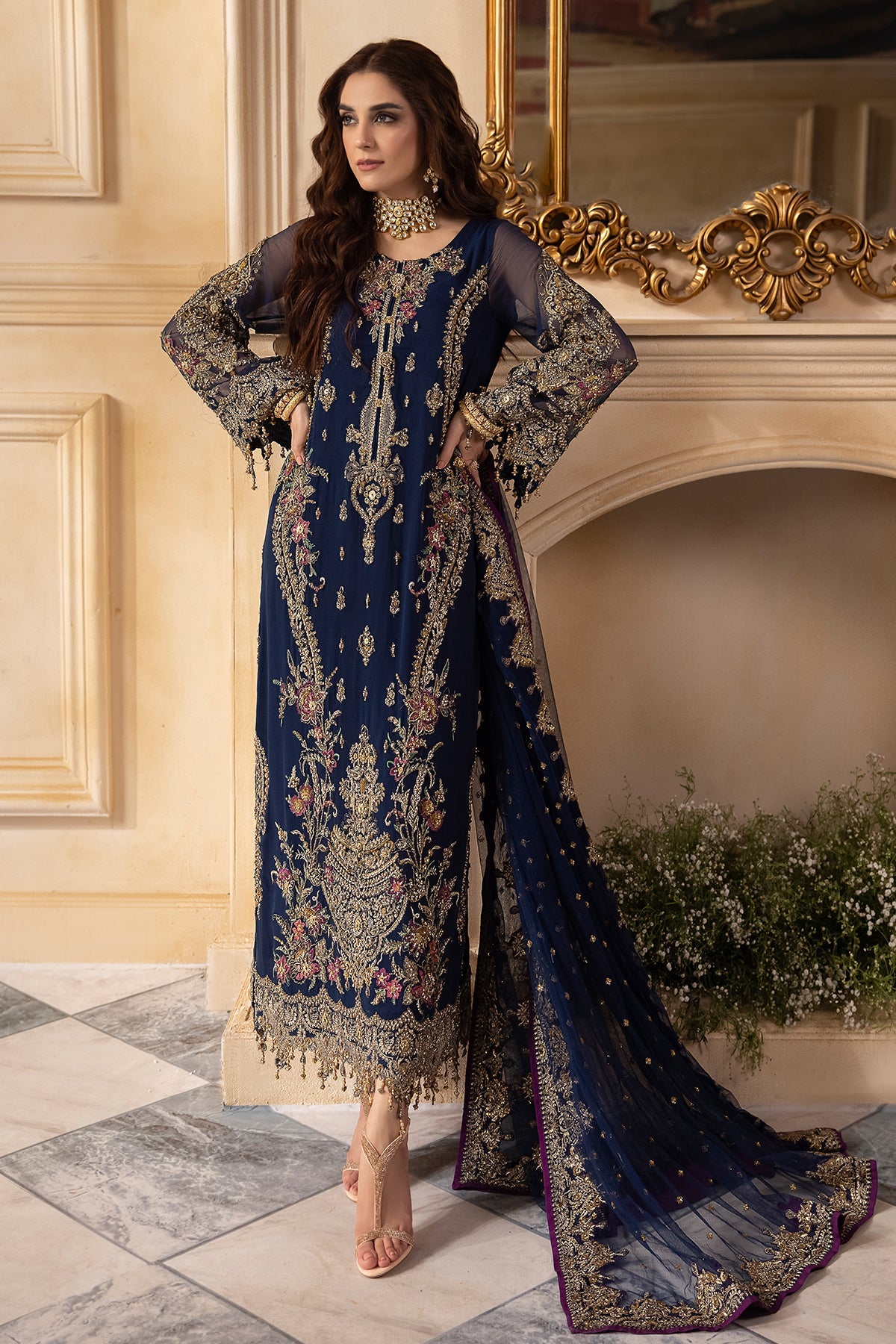 CHARIZMA LUXURY EMBROIDERED CHIFFON - 3 PC UNSTITCHED