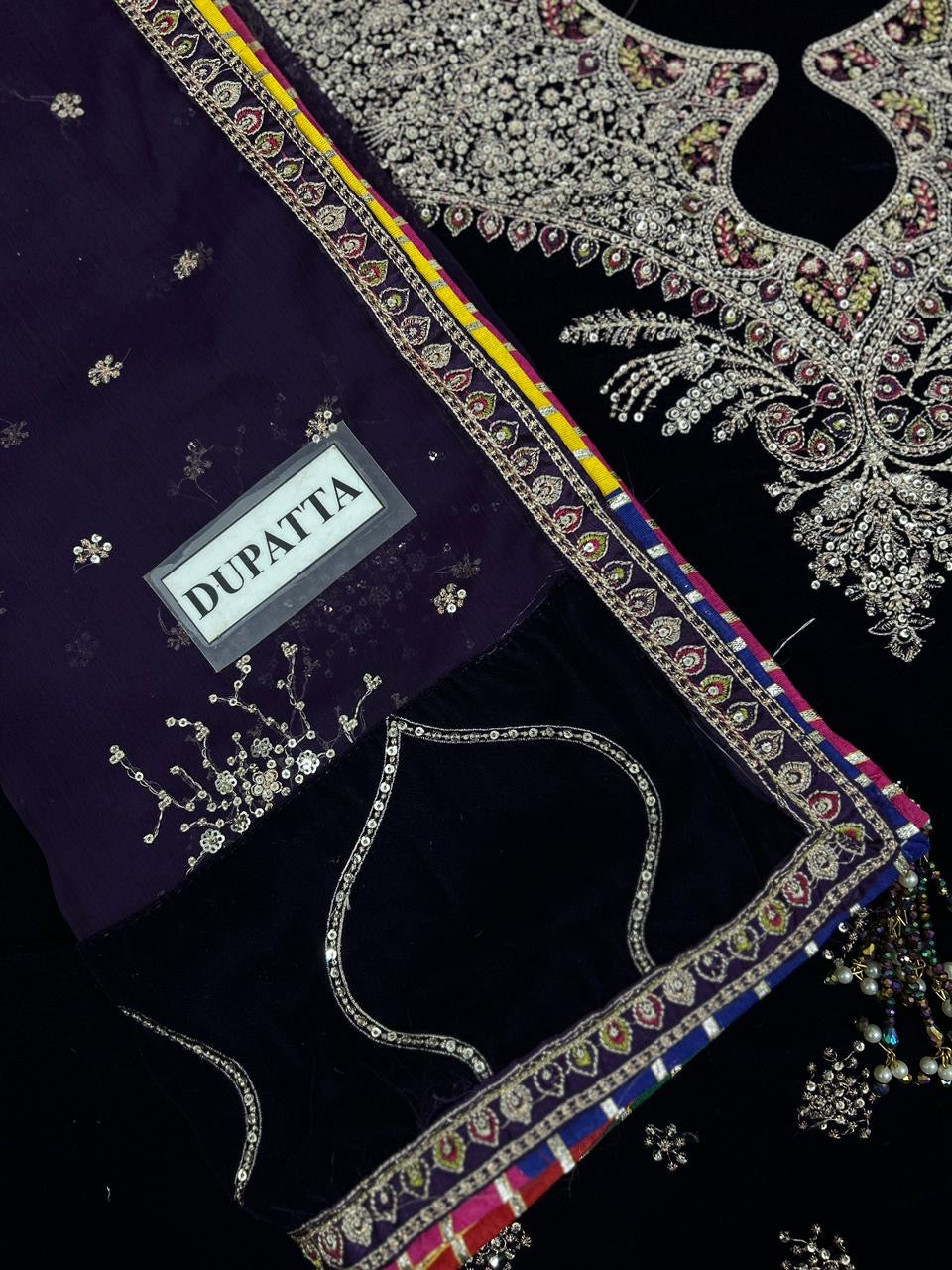 JAZMIN LUXURY EMBROIDERED VELVET - 3 PC UNSTITCHED