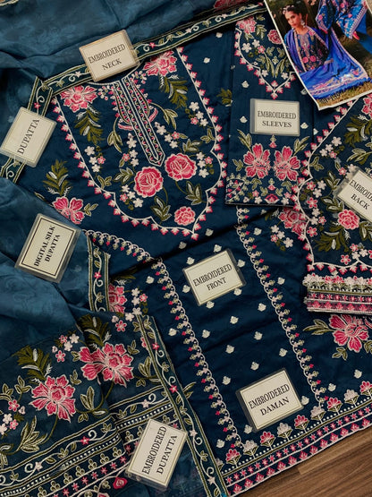 SADAF FAWAD EMBROIDERED LAWN - 3 PC UNSTITCHED