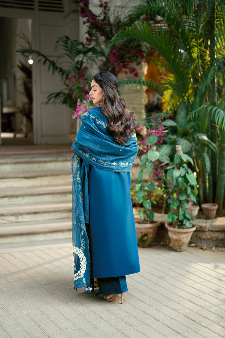 QALAMKAR LUXURY EMBROIDERED CHIKANKARI LAWN - 3 PC UNSTITCHED