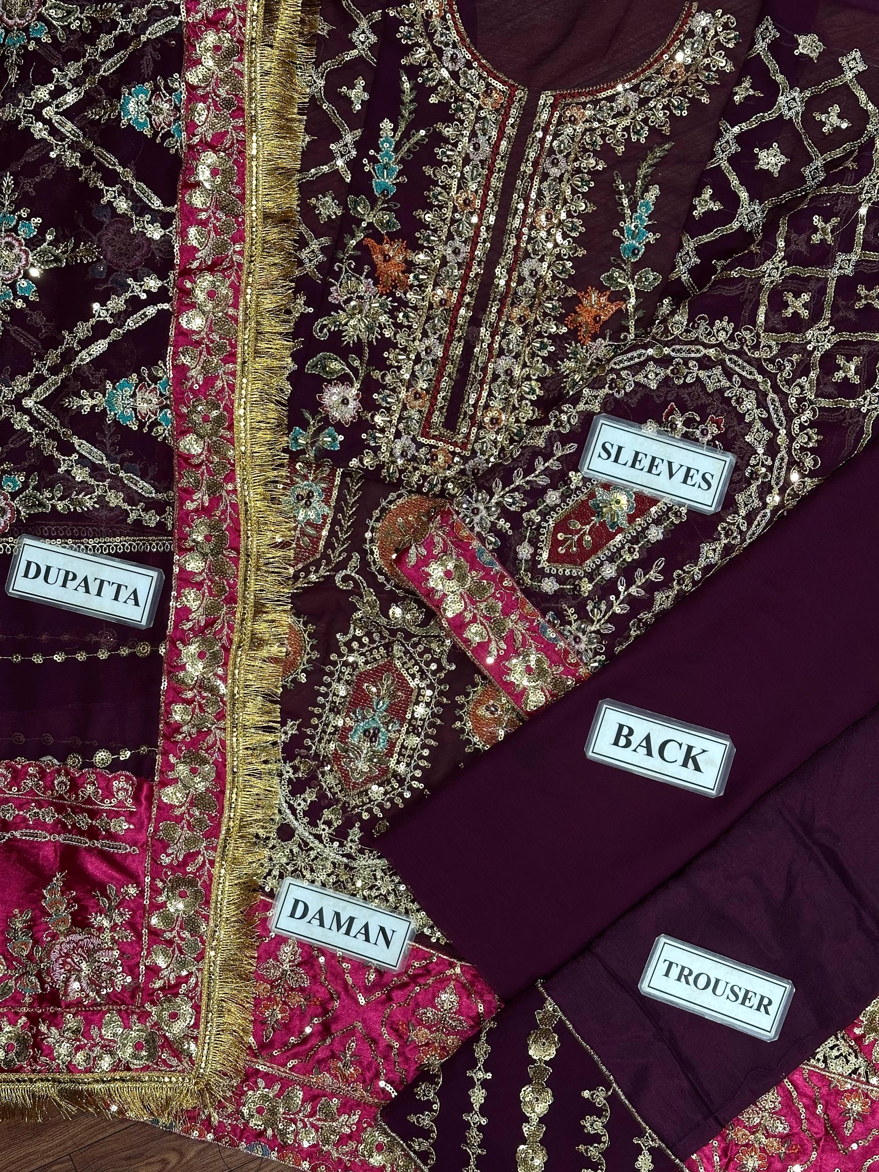 MARIA B LUXURY EMBROIDERED CHIFFON ADDA WORK - 3 PC UNSTITCHED