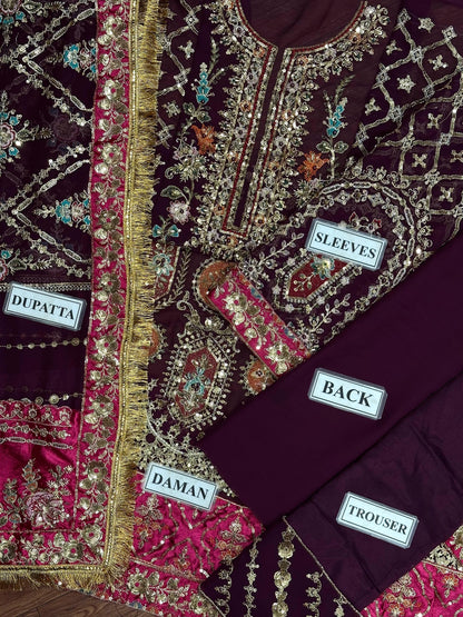 MARIA B LUXURY EMBROIDERED CHIFFON ADDA WORK - 3 PC UNSTITCHED
