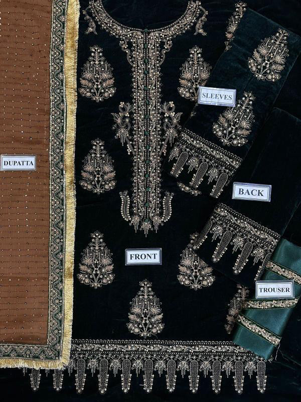 JAZMIN LUXURY EMBROIDERED VELVET - 3 PC UNSTITCHED