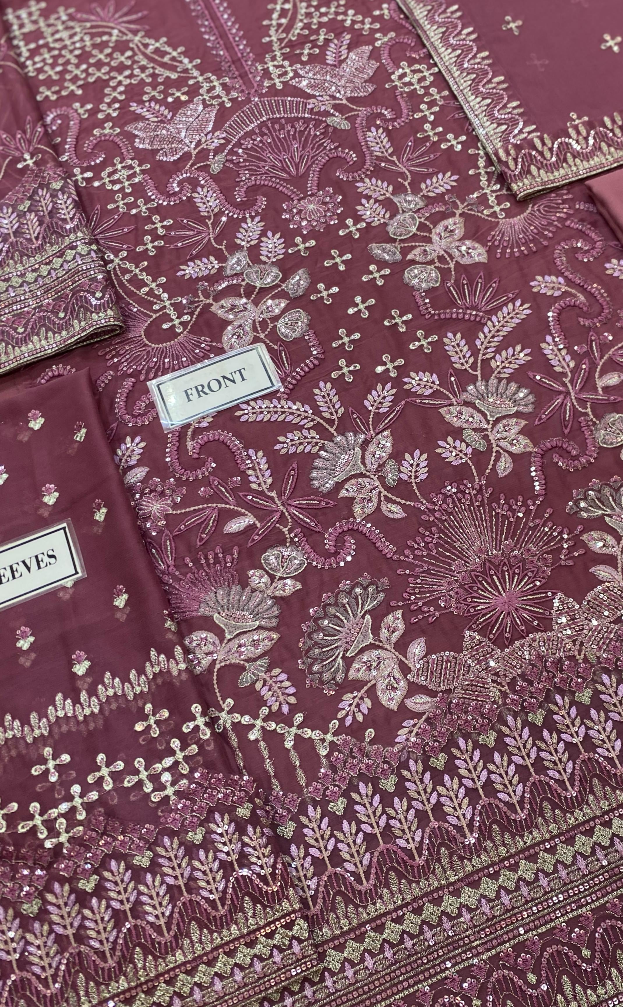 FLOSSIE LUXURY EMBROIDERED CHIFFON - 3 PC UNSTITCHED