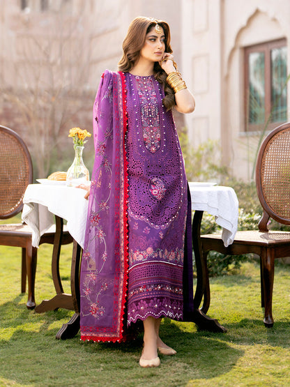 BIN ILYAS CHIKANKARI EMBROIDERED LAWN - 3 PC UNSTITCHED