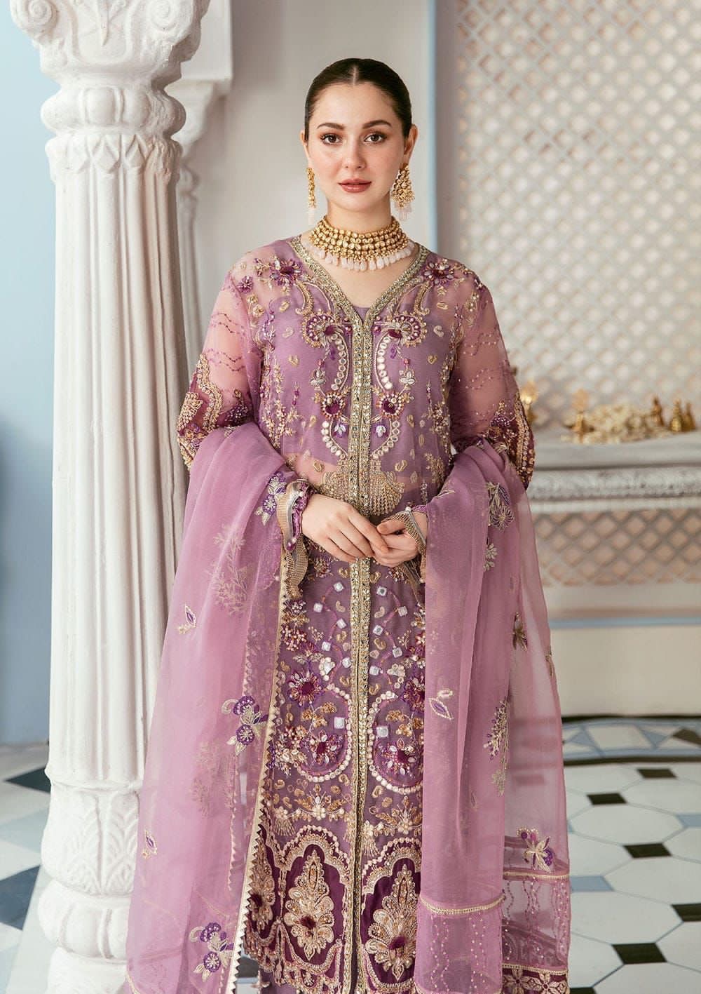 ELAF LUXURY EMBROIDERED HANDWORK ORGANZA - 3 PC UNSTITCHED