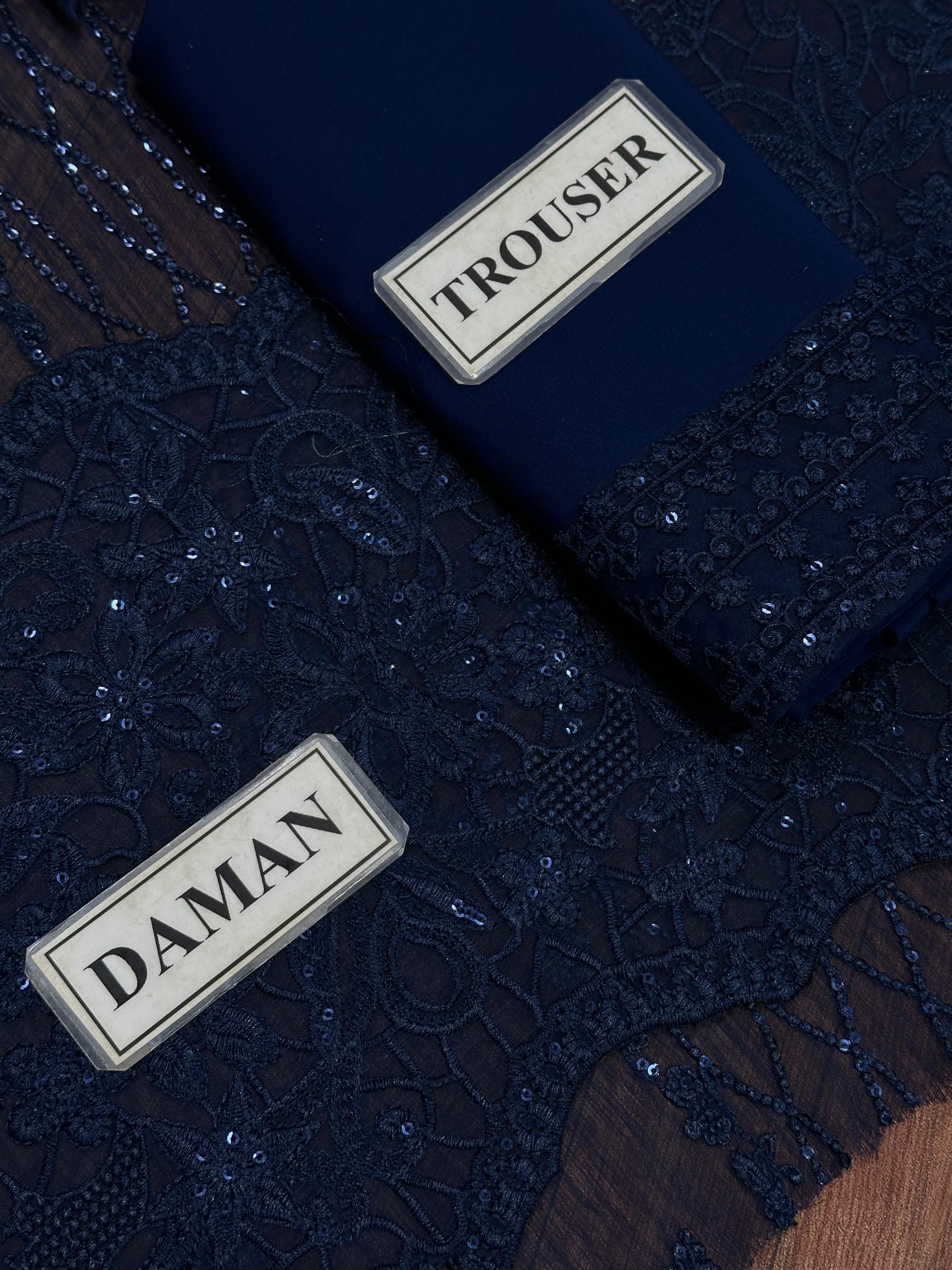 AZURE EMBROIDERED CHIFFON - 3 PC UNSTITCHED