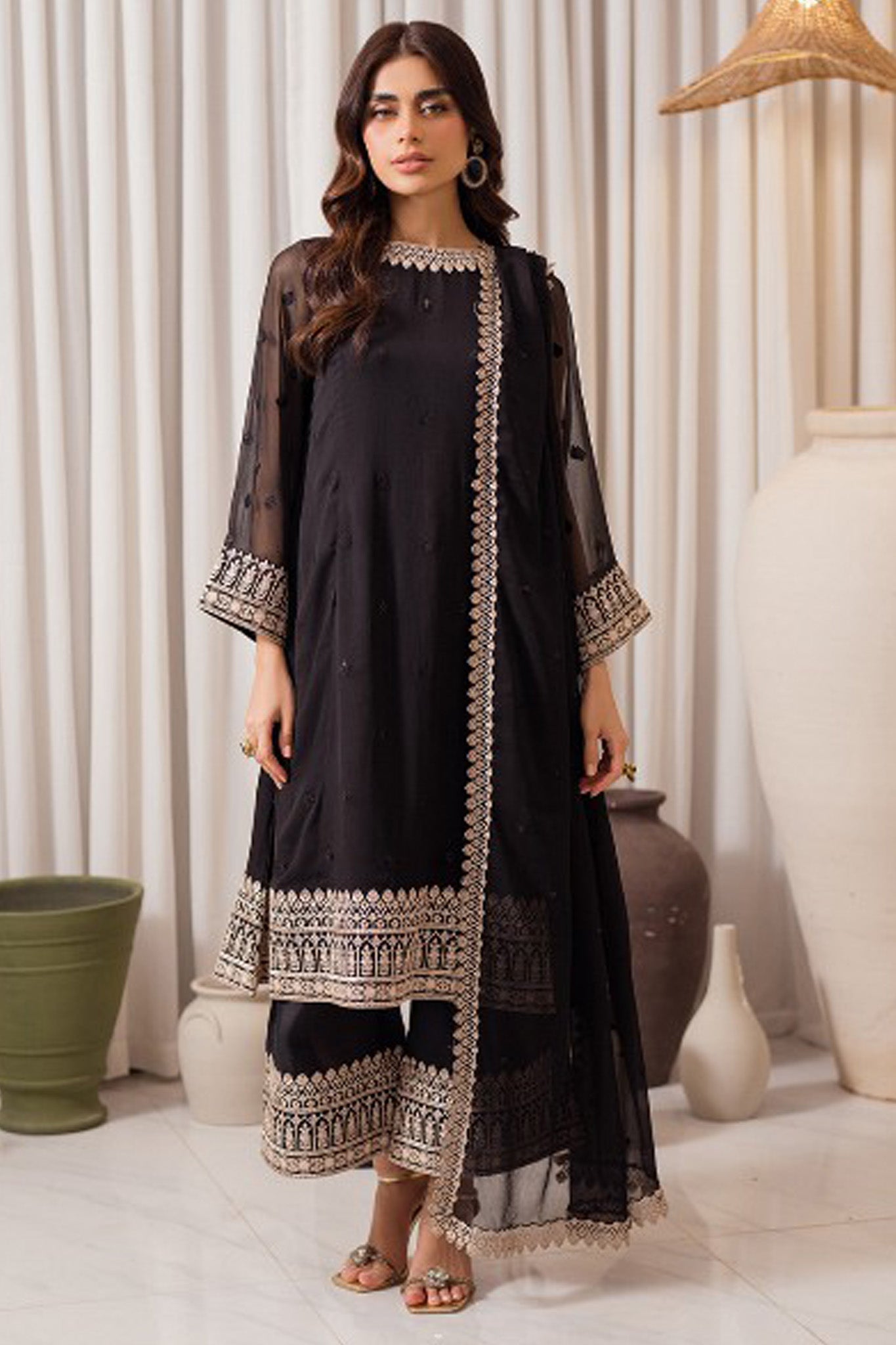 AZURE LUXURY EMBROIDERED CHIFFON - 3 PC UNSTITCHED