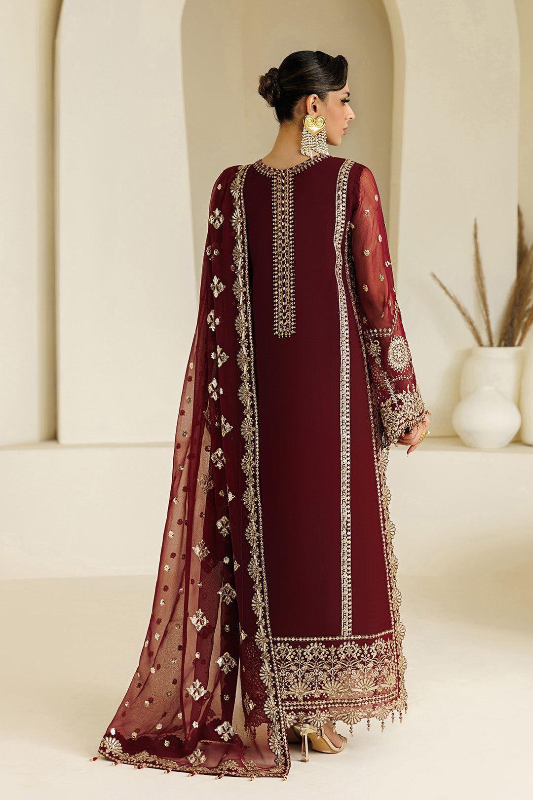 ALIZEH WEDDING EMBROIDERED CHIFFON DRESS - 3 PC UNSTITCHED