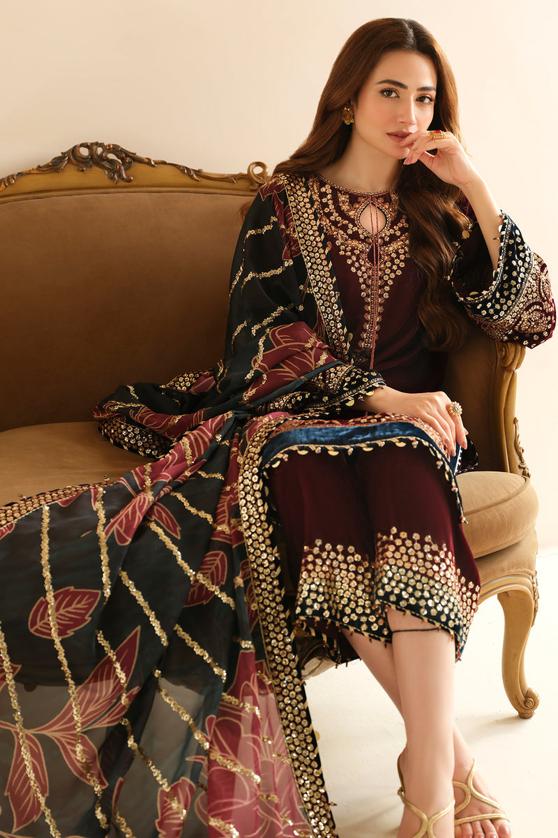 JAZMIN FORMALS EMBROIDERED VELVET - 3 PC UNSTITCHED