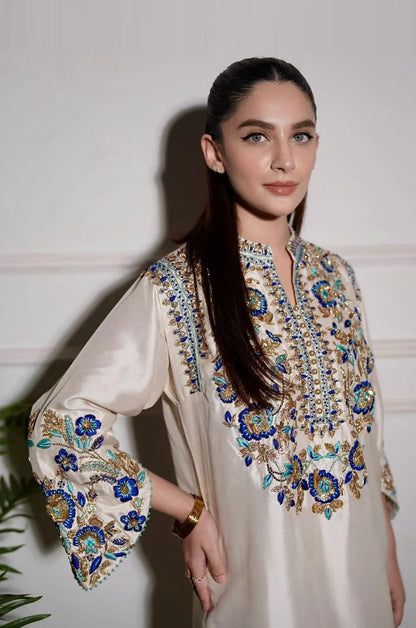 ALIZAY SAAD LUXURY EMBROIDERED RAW SILK - 3 PC UNSTITCHED